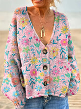 Women's Lovely Floral Art Print Casual Pullover Sweater